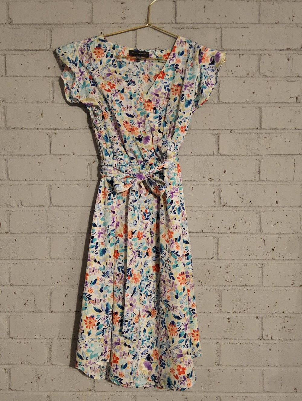 The Limited White Floral Tie-Waist Midi Dress